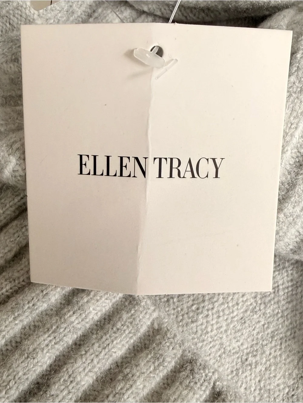 ELLEN TRACY Rhinestone Embellished Cropped Sweater Light Grey Women’s Size XL